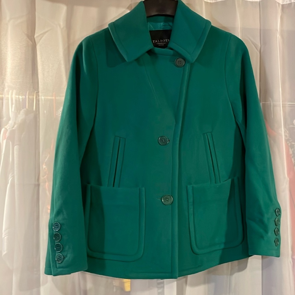 Talbots Green Wool  Jacket PeaCoat